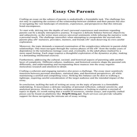Essay On Parents. Spokane Community College