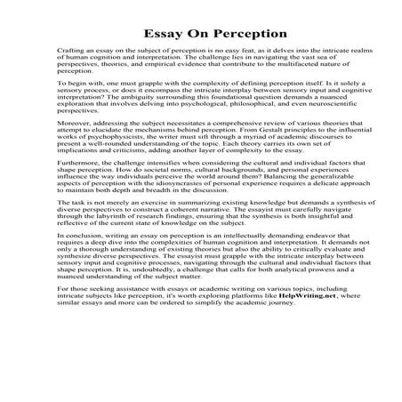 Essay On Perception