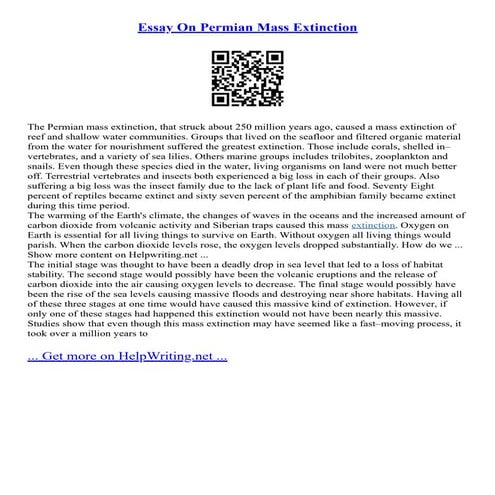 Essay On Permian Mass Extinction