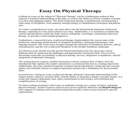 Essay On Physical Therapy | PDF