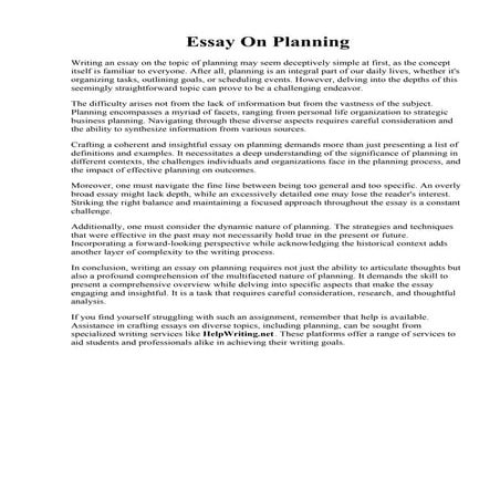 Essay On Planning. 1a research and planning essay planning