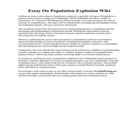 Essay On Population Explosion Wiki. Population Explosion Essay For ...