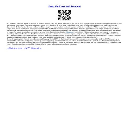 Essay On Ports And Terminal