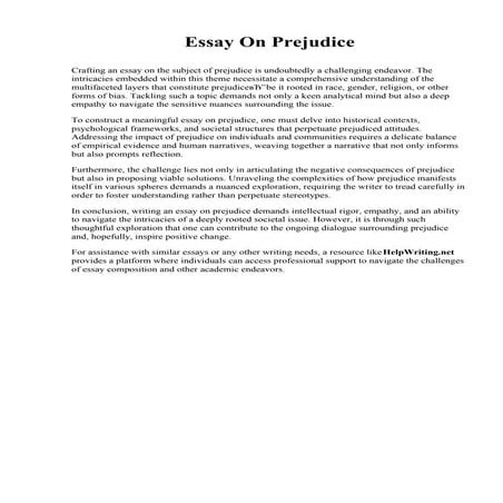 Essay On Prejudice. New River Community and Technical College