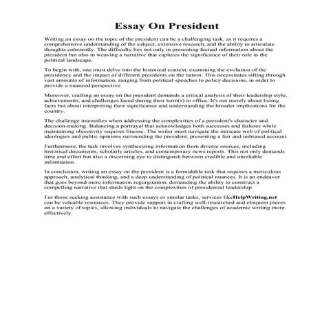Essay On President. If I Was President Essay - How to Write an If I Were Pres...