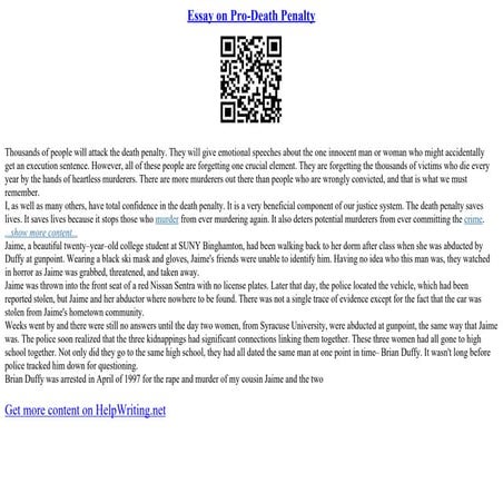 Essay On Pro-Death Penalty