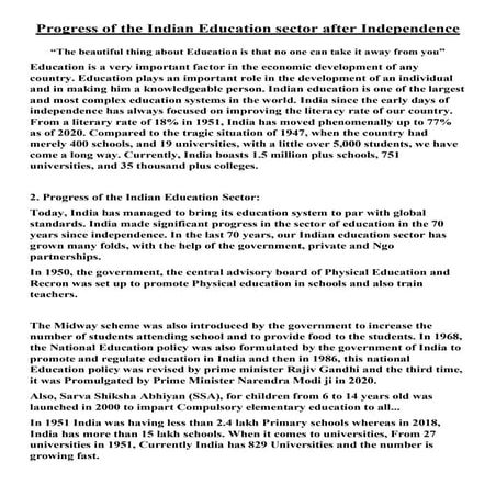 Essay on Progress in Education Sector Since Independence.pdf