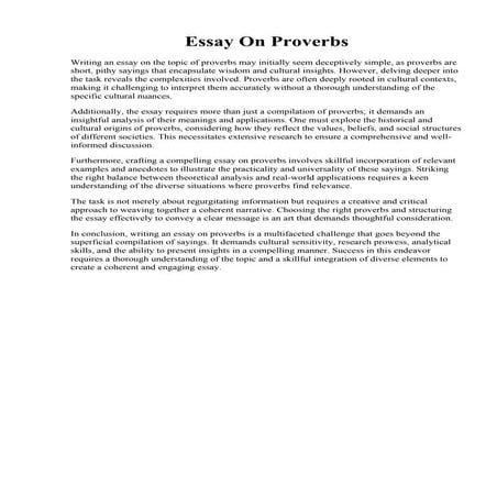 Essay On Proverbs