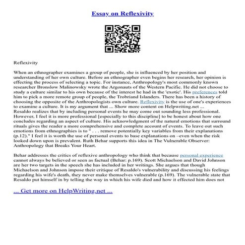 Essay On Reflexivity