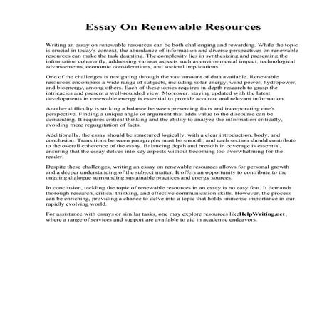 Essay On Renewable Resources. Danville Community College