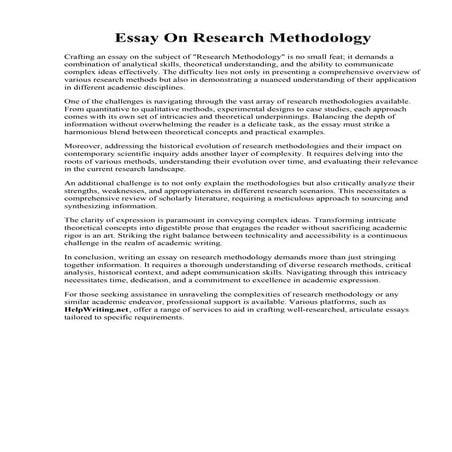 Essay On Research Methodology. methodology sample in research | PDF