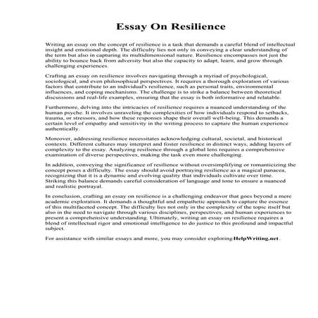 Essay On Resilience. Appalachian Bible College | PDF