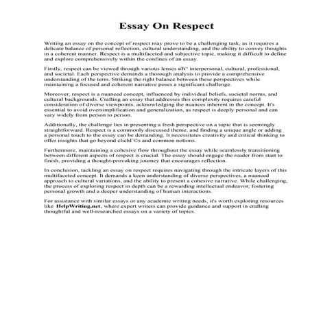Essay On Respect. North Dakota State University