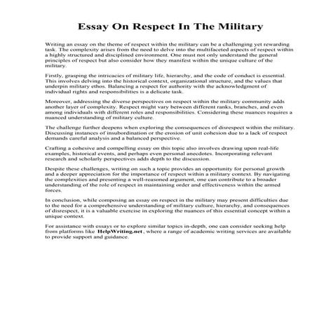 Essay On Respect In The Military | PDF