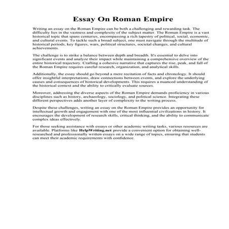 Essay On Roman Empire. History: The Fall of the Roman Empire - Free Essay Exa...