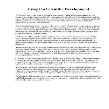 Essay On Scientific Development. Cowley Community College