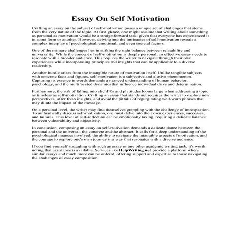 Essay On Self Motivation