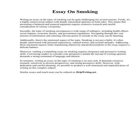 Essay On Smoking