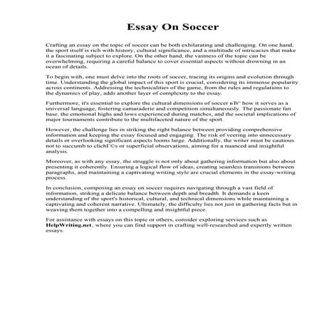 Essay On Soccer. Albertus Magnus College