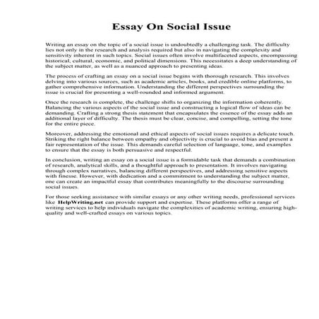 Essay On Social Issue. Saint Paul College