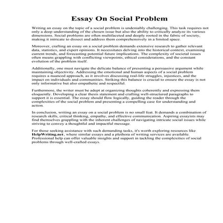 Essay On Social Problem