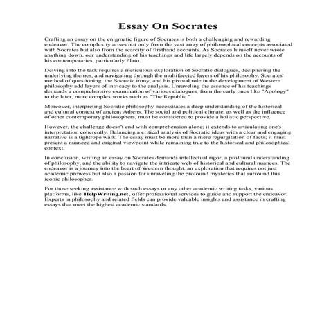 Essay On Socrates. Essays on the Philosophy of Socrates 9780195067576  eBay