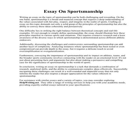 Essay On Sportsmanship