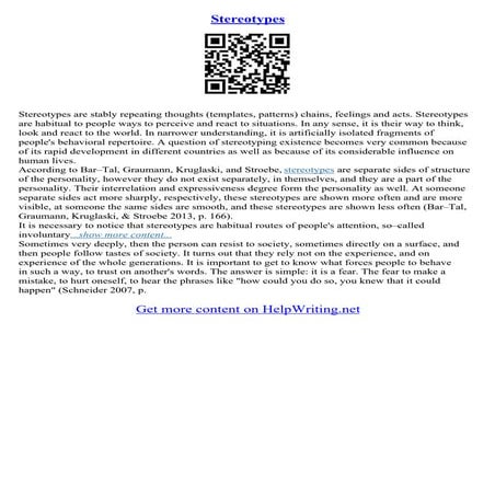 Essay On Stereotypes