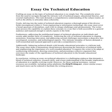 Essay On Technical Education. 12 importance of technical education essay the ...