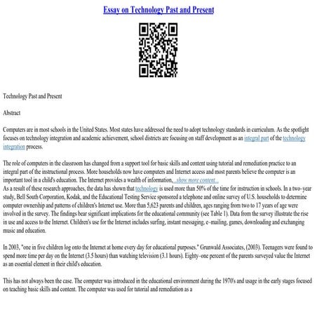 Essay Topics On Technology