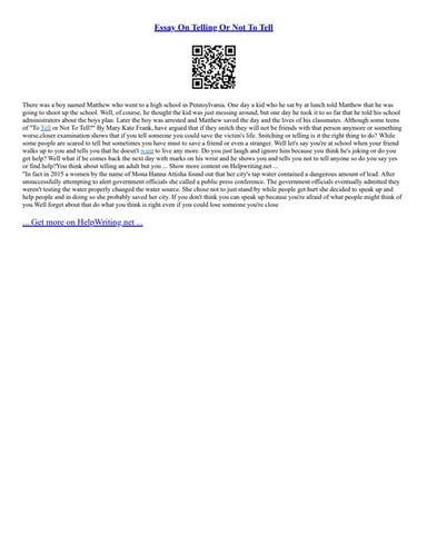 Essay On Telling Or Not To Tell
