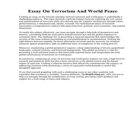 Essay On Terrorism And World Peace