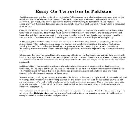 Essay On Terrorism In Pakistan. Terrorism in pakistan essay in english 2014 /...