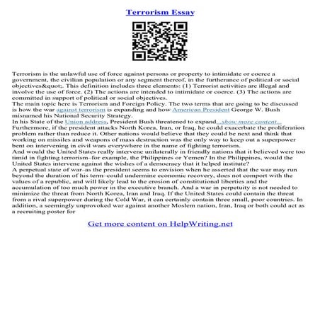 Essay On Terrorism In World | PDF