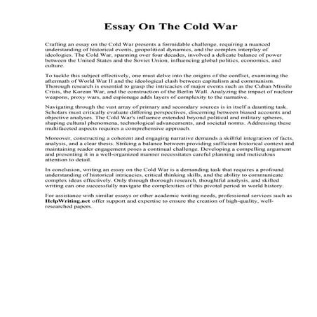 Causes Of The Cold War Essay | PDF