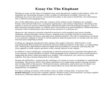 Essay On The Elephant