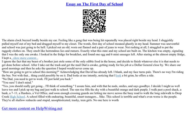 The First Day Of School Essay Ppt The First Day Of School Essay Ppt