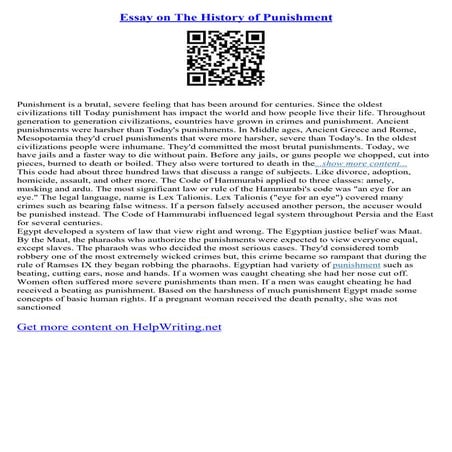 Essay On The History Of Punishment
