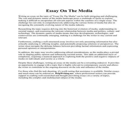 Essay On The Media