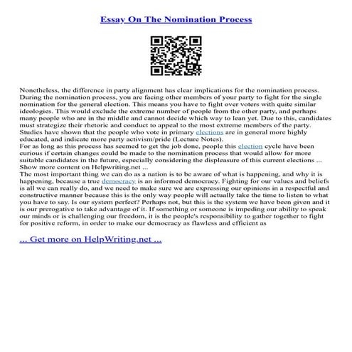 Essay On The Nomination Process