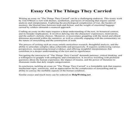 Essay On The Things They Carried. Piedmont University