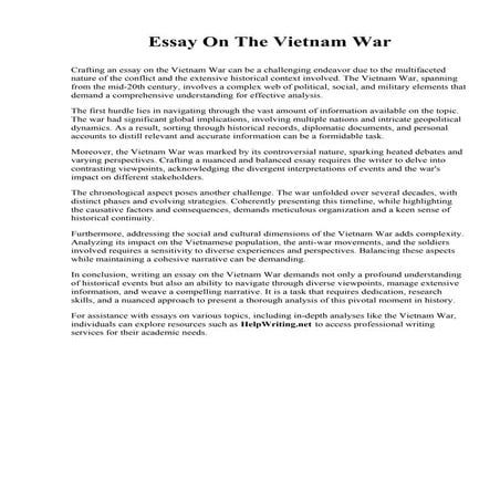 Essay On The Vietnam War. Morehouse College