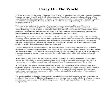 Essay On The World. Saint Joseph's College of Maine