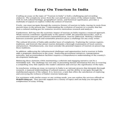 Essay On Tourism In India. Bristol Community College