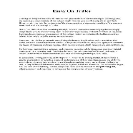 Essay On Trifles. National University (California)