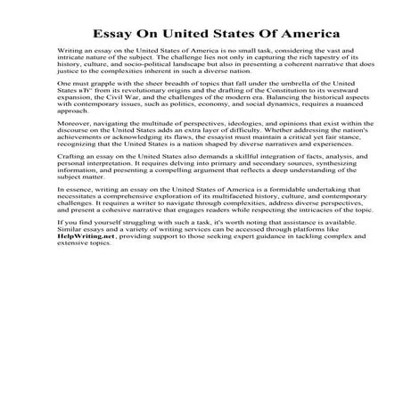 Essay On United States Of America. College Essay: Views on america essay