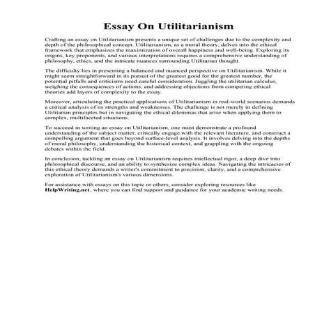 Essay On Utilitarianism.pdfEssay On Utilitarianism.  Utilitarianism essay. Ut...