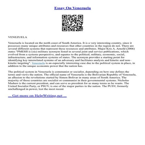 Essay On Venezuela