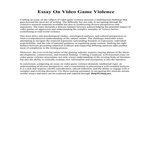 Essay On Video Game Violence. Hesston College