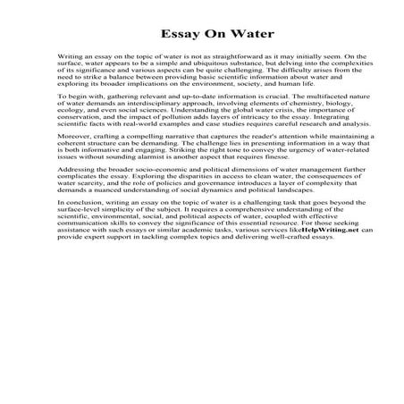 Essay On Water. Northern Maine Community College